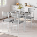 Dining Table for 4, Small Table and Chairs Set of 4, Square Dinette Set for 4, Dinner Table Set, 5 Piece Kitchen & Dining Room Sets for Small Space, Apartment (White, Dining Table with 4 Chairs)