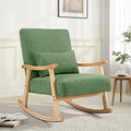 SAETSFEG Rocking Chair for Nursery with Lumbar Pillow, Upholstered Accent Chair with Solid Rubberwood Frame, Living Room & Bedroom, Cozy Reading Chair for Small Spaces, Green