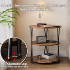 23 Inch Round Side Table 3-Tier End Table Living Room Small Patio Table Nightstands Round Coffee Table Spacious Top for Couch Bedroom 3 Storage Shelves Accent Coffee Table, Rustic Brown