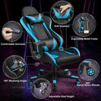Topeakmart Video Game Chairs High Back Computer Gaming Chair Ergonomic Racing Office Chair with Lumbar Support Swivel Task Chair Neon Blue