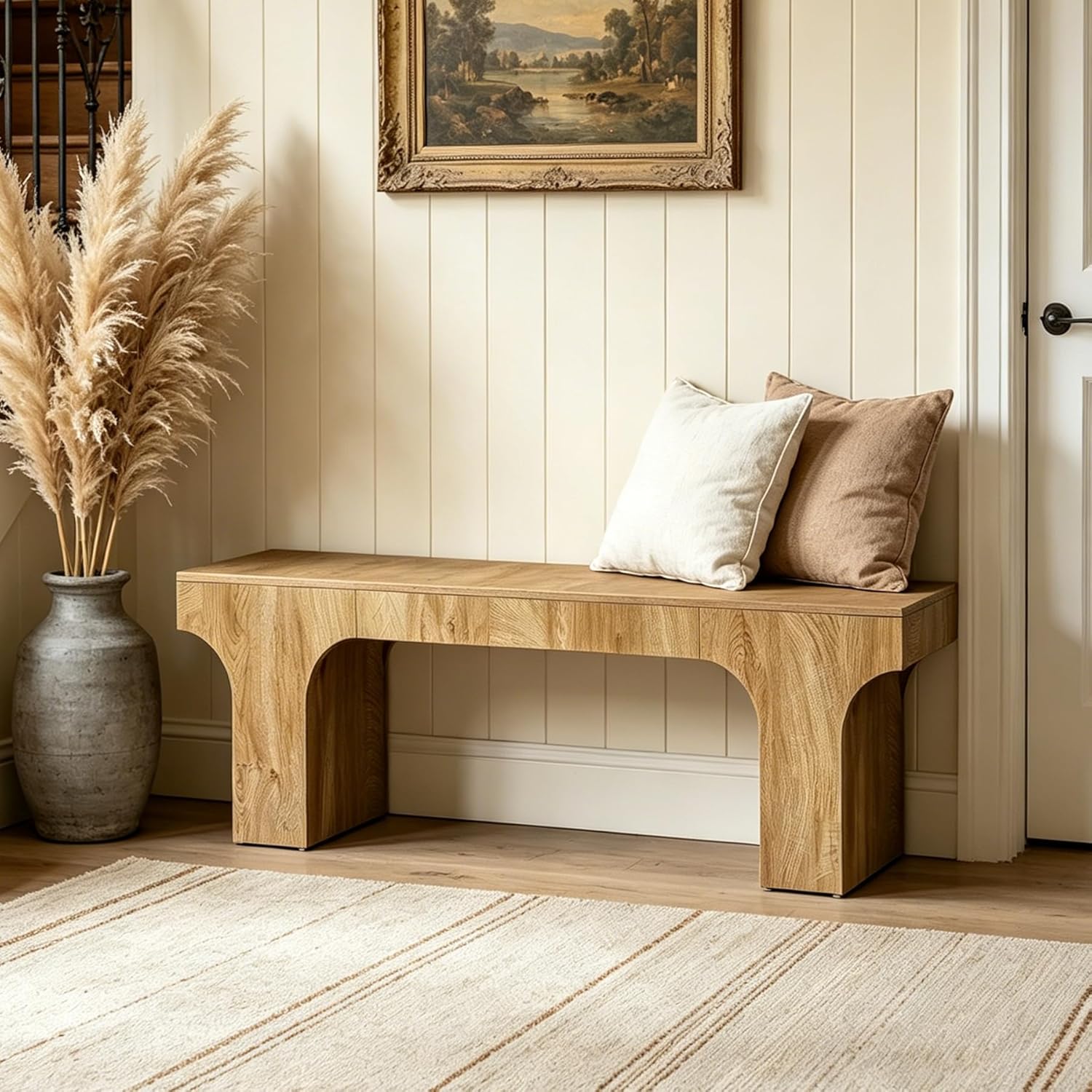 LITTLE TREE 63" Wooden Bench, End of Bed Bench, Long Hallway Bench, Farmhouse Entryway Bench for Hallway, Living Room, Kitchen