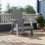 ORALNER Outdoor Adirondack Chair with Cup Holder, Plastic Resin Outdoor Deck Chair, 380 LBS Capacity, for Patio, Backyard, Porch, Balcony, Poolside, Garden, Lawn, Firepit (4, Gray)