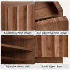 win2win Side Table Set of 2 with Charging Station, Mid Century Modern End Tables with Wave Design, Nightstand Set of 2 with Storage, Bedside Table for Bedroom Living Room, Walnut
