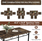 Vipbear Kitchen Dining Table Set for 4, 5-Piece Kitchen Table Set,Dining Room Table Sets,Rectangular Kitchen Table Set with 4 Chairs for Small Space, Dinette,Apartment,Rustic Brown