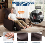 IDEALHOUSE Swivel Rocking Nursery Recliner Chair Rocker Recliner Glider Deep Seat PU Leather Sofa Chair with high Backrest for Nursery, Living Room, Bedroom & Home Movie Theater (Dark Brown)
