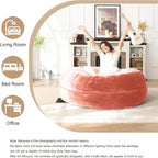Bean Bag Chair for Adults Soft Comfy Bean Bag for Adults, Cozy Reading Chair, Large Round Bean Bag Couch, Versatile Living Room & Bedroom Chairs (Pink, 5FT)