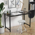 Basicwise Portable Folding Stool with Handle Compact Chair with Non-Slip Feet and Metal Frame Legs for Indoor & Outdoor Use Ideal for Dorm Kitchen Vanity Game Room Garden Porch & Home Bar, White