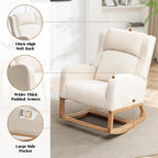 HCHAIRH Rocking Chair Nursery, Nursing Rocking Chairs for Mom Nursery, Comfy Wingback Glider Rocking Armchair with Foot Rest and Side Pocket for Nursery Living Room Bedroom, Beige