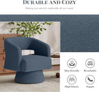Luxanimarion Swivel Barrel Accent Chair,Oversized Teddy Upholstered Round Swivel Chair,Modern Luxury 360 Degree Living Room Vanity Chair for Bedroom Office,Blue,4PCS