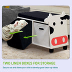 Children’s Cow Toy Storage Bench with Cushion