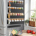 SMRCAD Magnetic Spice Rack for Refrigerator Seasoning Organizer for Spice Fridge Shelf storage Magnetic Shelf with Hook for Oven (BLACK, 5pack)