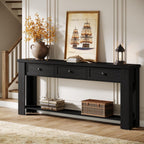 Tribesigns 70.9-Inch Long Console Table with 3 Drawers, Farmhouse Entryway Table with Storage, Rectangular Narrow Sofa Table Behind the Couch, Accent Table for Hallway, Living Room, Entry, Black