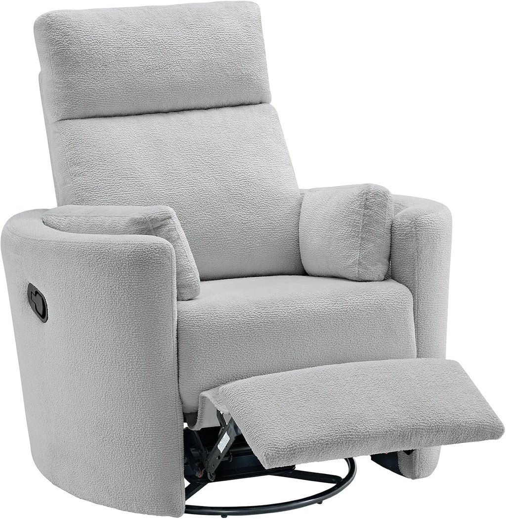 Soho Baby Nottingham Upholstered Glider Recliner Rocking Chair 360° Swivel for Nursery and Living Roomr, Plush Gray