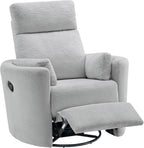 Soho Baby Nottingham Upholstered Glider Recliner Rocking Chair 360° Swivel for Nursery and Living Roomr, Plush Gray