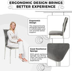 Velvet Dining Chairs Set of 4, Modern Woven Kitchen Chairs with Silver Metal Legs, Upholstered Cushion with High Back, Dirt Resistance, Easy to Install, for Living Room, Dining Room - Dark Grey