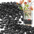Sukh Flat Black Glass Marbles - Decorative Beads Glass Nuggets Gems Filler Vase,Scatter on Tables Stones Gas Fireplace Fish Tank Rocks for Various Craft Projects and Home Decor Items