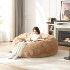 Bean Bag Chair for Adults Soft Comfy Bean Bag for Adults, Cozy Reading Chair, Large Round Bean Bag Couch, Versatile Living Room & Bedroom Chairs (Apricot, 5FT)