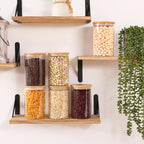 Moretoes 6Pack 1qt Glass Storage Containers with Bamboo Lids, Airtight Pantry Storage Jars for Flour, Sugar, Dry Goods