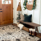 Wnutrees 47" Farmhouse Wood Bench, Solid Wood Entryway Bench for Dining Room End of Bed, Easy to Assemble, Brown