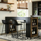Tribesigns 63" Bar Table, Rectangular Counter Height Pub Table with Storage Shelves, Industrial Home Bar Units for Dining Room, Kitchen, Bistro, Restaurant, Black & Brown
