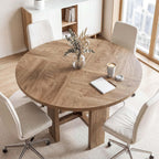 LITTLE TREE 47 inch Round Dining Table, Round Kitchen Table for 6, Farmhouse 47" Dinner Room Tables, Rustic Circle Tables for Kitchen, Dining