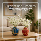 Elegant Ceramic Vase for Living Room Decor and Home Decor Accent - Modern Decorative Flower Vase for Room, Bedroom, or Office Desk - Designed for House and Table Decor - Set of 2, 5", Blue & Red
