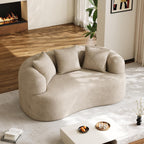 DAMAIFROM 68.5" Loveseat Sofa for Living Room, Modern Luxury Plush Chenille Extra Deep Seat Curved Cloud Floor Couch with 3 Throw Pillows for Small Spaces, No Assembly Needed, Light Brown