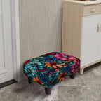 Flower Linen Ottoman Small Footstool with Legs for Living Room Bedroom | vintage floral small foot rest,extra seating,small foot rest for couch,entryway bench,shoe bench