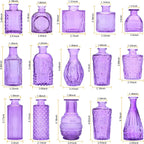 Glass Bud Vase Set of 30,Small Glass Vases for Flowers,Vintage Purple Bulk Mini Glass Vases for Table Centerpieces,Wedding,Candle Holder,Floral Arrangement