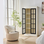 33" D*15.75" W*71.2" H Freestanding Kitchen Pantry with 4 Shelves, Black French Door, Rectangular Kitchen Pantry，for Living Room, Dining Room，White