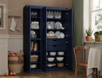 Palace Imports Solid Wood Kitchen Pantry Cabinet - 71.5" H x 48.5"W – Storage Cabinet w/ 6 Shaker Doors, 2 Drawers & 8 Adjustable Shelves – Navy Blue, 100% Renewable Eco-Friendly Wood, Made in Brazil