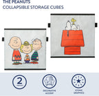Idea Nuova Storage Cubes for Kids,2 Pack Collapsible Fabric Bins with Handles, Organizer Boxes for Bedroom, Playroom & Nursery,Peanuts
