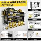 Power Tool Organizer Wall Mount, 4 Tier Heavy Duty Tool Storage Rack, 400 LBS Capacity with Drill Tools Holder & Hooks, Tool Organizers and Storage for Garage, Warehouse, Workshop, Gifts for Men