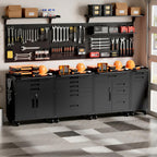 Garage Storage Cabinet,6 Drawer Metal Rolling Tool Cabinet with 2 Pegboard and 10 Hook,Heavy Duty Mechanics Tool Chest Storage for Workshop, Basement,Warehouse,Include Workbench Liner,Black