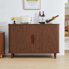 Fluted Sideboard Cabinet, Sideboard Buffet Cabinet with Storage and Sliding Doors, Modern Kitchen Storage Cabinet Coffee Bar Table for Living Room, Kitchen, Entryway (Walnut)