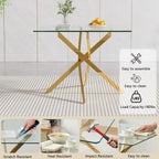 HomVent 3 Piece Square Glass Dining Table Set, Square Glass Kitchen Table Set for 2 with 2 PU Upholstered Dining Chairs for Kitchen Dining Room