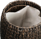 happimess SSL1001C Colt 21.06" Coastal Bohemian Handwoven Hyacinth Barrel Wicker Storage Basket with Lid End Table, Side Table for Decoration in Bathroom, Bedroom, Living Room, Black
