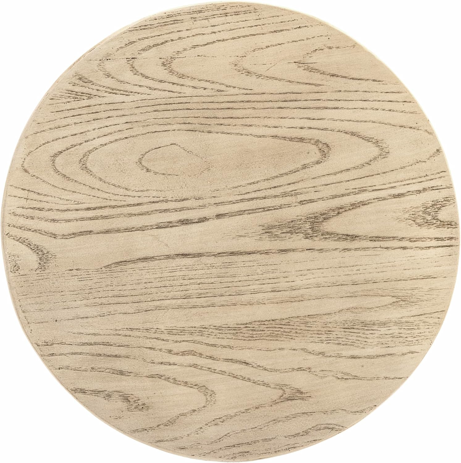 FESTIVITY 17.91" Round MGO Side/End Table with Natural Stone & Wood-Look Finish, Sahara Oak Travertine