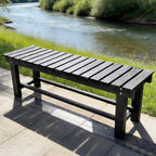 Outdoor Garden Bench, Solid Wood Patio Park Bench All-Weather 2-Person Seat Backless Bench, Anti-Corrosion Anti-Rust Garden Benches for Deck, Porch, Poolside, Yard & Balcony (Black, 35.5 in)