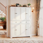 HUAHUU 71" Kitchen Pantry Cabinet with 6 Door Shelves, Tall Pantry Storage Cabinet with 8 Doors & 4 Adjustable Shelves, Modern Kitchen Pantry with 2 Large Drawers for Dining Room, Living Room, White