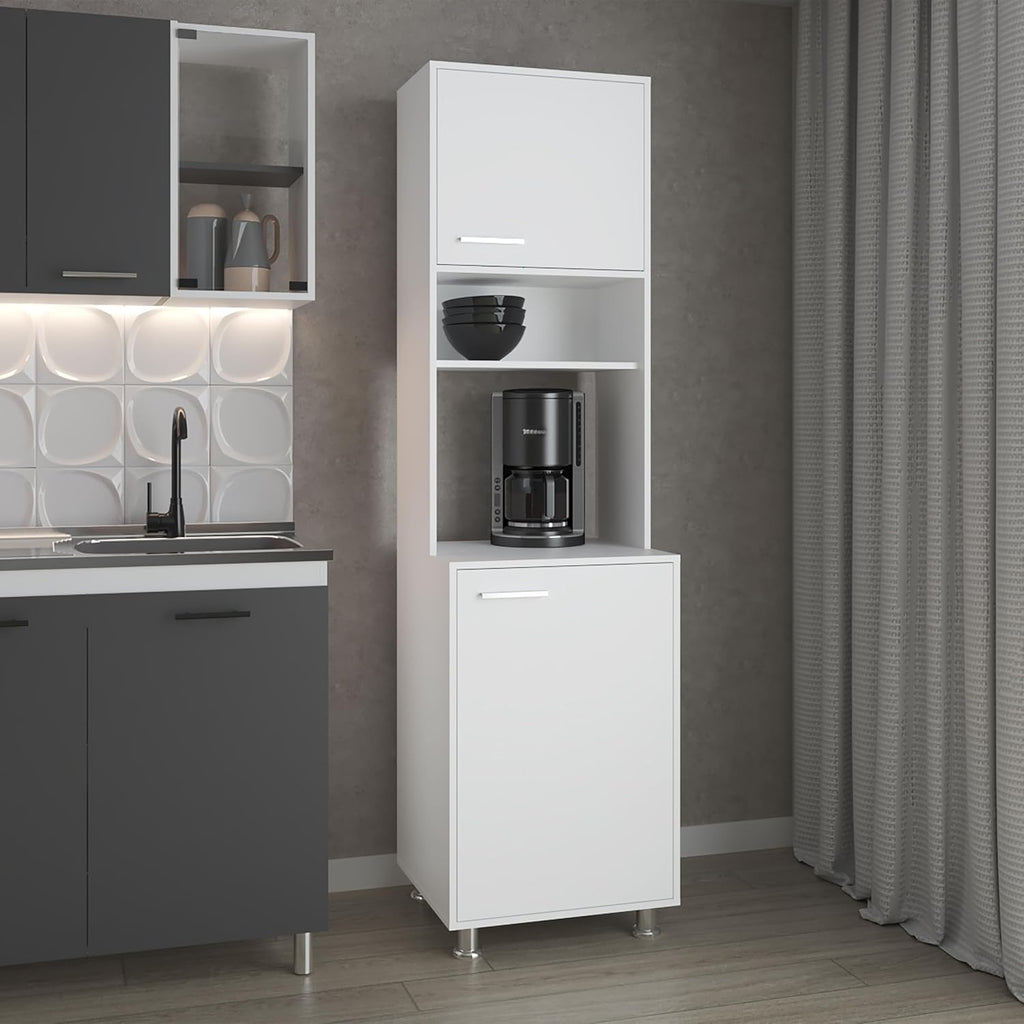 21.4" D*19.7" W*78.7" H Freestanding Kitchen Pantry with 3 Shelves, 2 Single Doors, Rectangular Storage Cabinet, Modern Minimalist, for Living Room, Dining Room, White