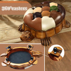 Wood Ottoman Footstool,Animal Footstool Turtle Upholstered Ottoman with Wheels Under Desk Step Stool Padded Seat Shoes Bench Kids Chair Seat for Living Room Bedroom (Brown, 80cm/31.5in)