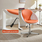 VipDesk Swivel Accent Office Chairs Set of 2, Modern Soft Foam Lounge Chair with Egg Back, Comfy Adjustable Chair for Living Room Bedroom Reading Room Office, Chrome Base - Orange