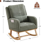 HCHAIRH Rocking Chair Nursery, Teddy Nursing Rocking Chairs, Upholstered Nursery Glider Rocker for Mom Nursery Morden Accent Rocking Chair with Lumbar Pillow for Living Room,Bedroom, Green