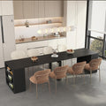 Extendable Console Kitchen Table with Extension Leaves,Black Extendable Dining Room Table for 12 Person, 27.5'' to 123'' Expandable Dining Table for Living Room Office,Extendable Desk for Small Space