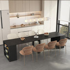 Extendable Console Kitchen Table with Extension Leaves,Black Extendable Dining Room Table for 12 Person, 27.5'' to 123'' Expandable Dining Table for Living Room Office,Extendable Desk for Small Space