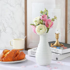 White Plastic Flower Vase, Ceramic-Look Decorative Vase for Flowers, Small and Cute for Home Living Room Dining Wedding Bouquet Decor (8 inches)