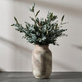 SIDUCAL Rustic Ceramic Farmhouse Flower Large Vase, Whitewashed Terra Cotta Vase, Pottery Decorative Flower for Home Decor, Table, Living Room Decoration, Shelf Decor, Mantel, 9.5 Inch, Terra