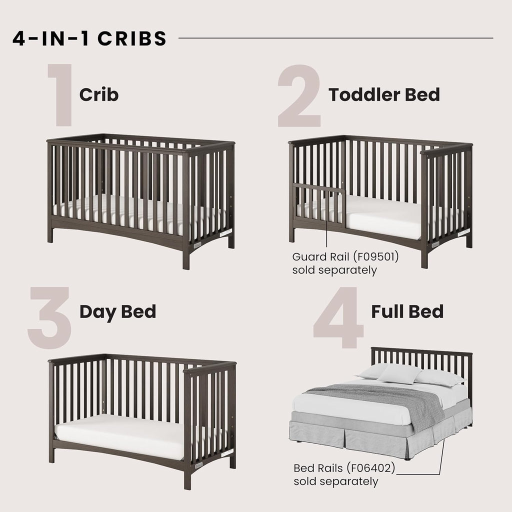 Child Craft London Crib and Changing Table Nursery Set, 2-Piece, Includes 4-in-1 Convertible Crib and Changing Table, Grows with Your Baby (Dapper Gray)