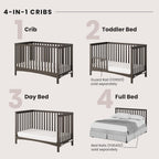 Child Craft London Crib and Changing Table Nursery Set, 2-Piece, Includes 4-in-1 Convertible Crib and Changing Table, Grows with Your Baby (Dapper Gray)